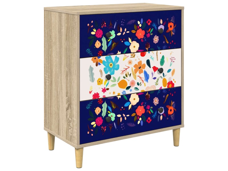  Commode chambre, meuble de rangement mainz imprimé floral 66 x 36,5 x 75 cm sonoma  - Conforama A