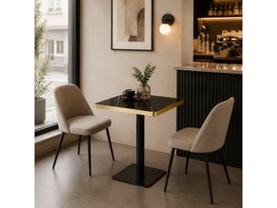 Table à manger carrée,60x60x74 cm,pied métal,mdf,noir effet marbre