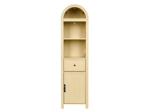 Colonne de salle de bains bois naturel, 40 × 30 × 163 cm, mdf, éclairage led, éléments en verre, fermeture douce