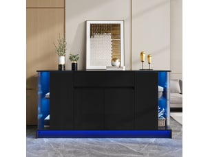 Buffet 4 porte(s) 1 tiroir(s) <strong>HAVRYA</strong> <strong></strong> - 150 cm coloris noir