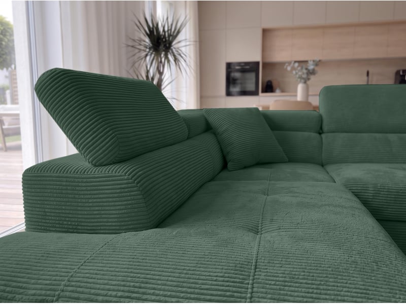  Canapé convertible 276 cm avec coffre et têtières – vert bouteille Konak - Conforama D