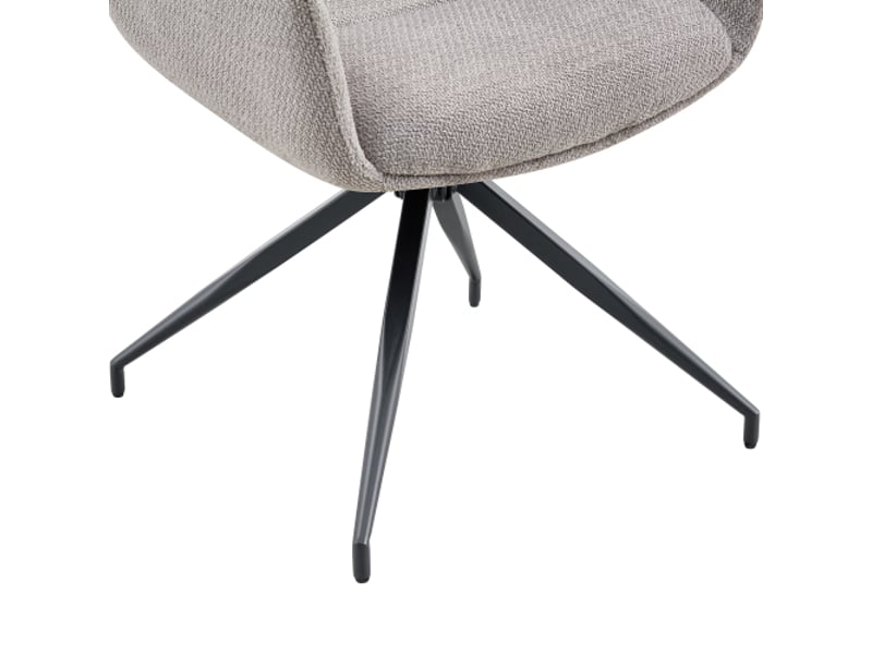  Ensemble de 2 chaises pivotantes 360° rembourrées – tissu gris, pieds métal noir laqué – salle à manger salon  - Conforama E