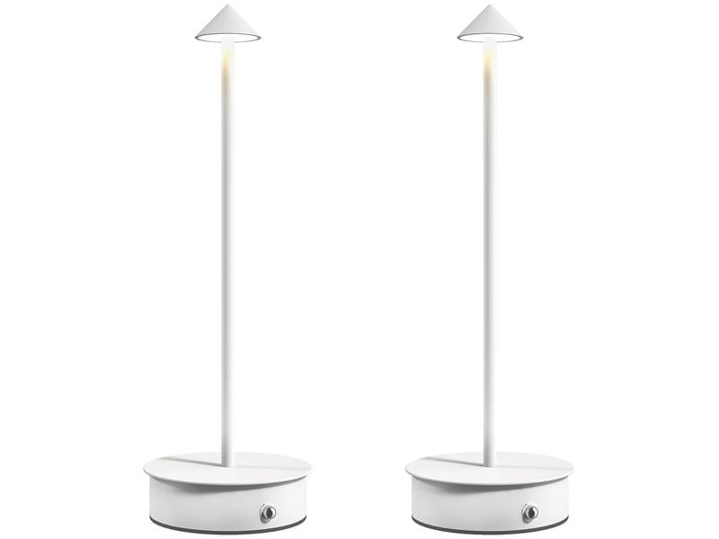  Lot de 2 lampes de table led rechargeables avec port usb, commande tactile et intensité lumineuse réglable, ø10 x 30 cm, blanches  - Conforama A