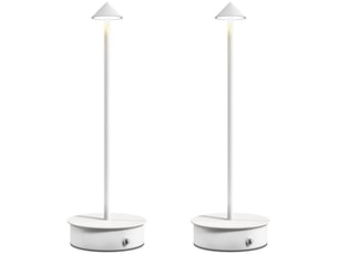 Lot de 2 lampes de table led rechargeables avec port usb, commande tactile et intensité lumineuse réglable, ø10 x 30 cm, blanches