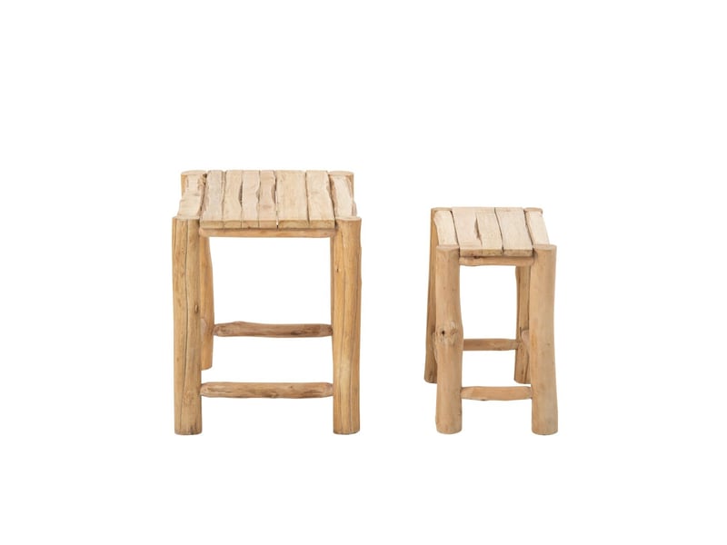  Lot de 2 tables d'appoint en bois chamonix 51cm naturel  - Conforama C