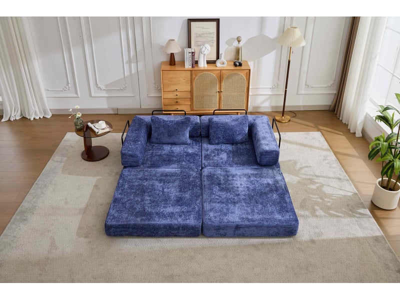  Canapé-lit convertible 200x100x63 cm modulaire bleu foncé  - Conforama C