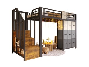Lit mezzanine 90x200 cm <strong>HAVRYA</strong> <strong></strong> coloris noir
