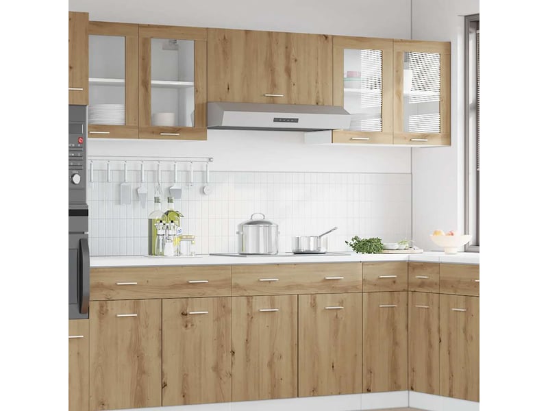  Armoire murale de cuisine avec porte vitrée chêne artisanal 60x31x60cm  - Conforama C