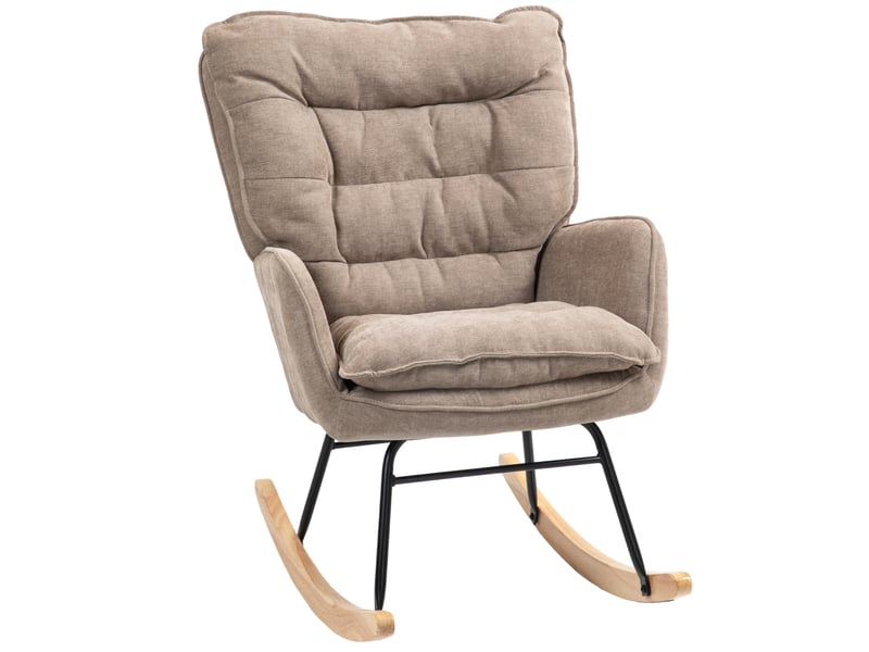  Fauteuil à bascule ulevr à accoudoirs, balancement doux, 71 x 98,5 x 97 cm, polyester aspect chenille marron  - Conforama A