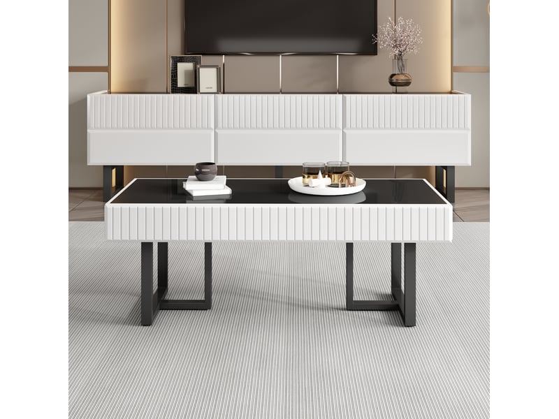  Ensemble meuble tv et table basse – design noir et blanc – 170 cm + 110 cm  - Conforama B