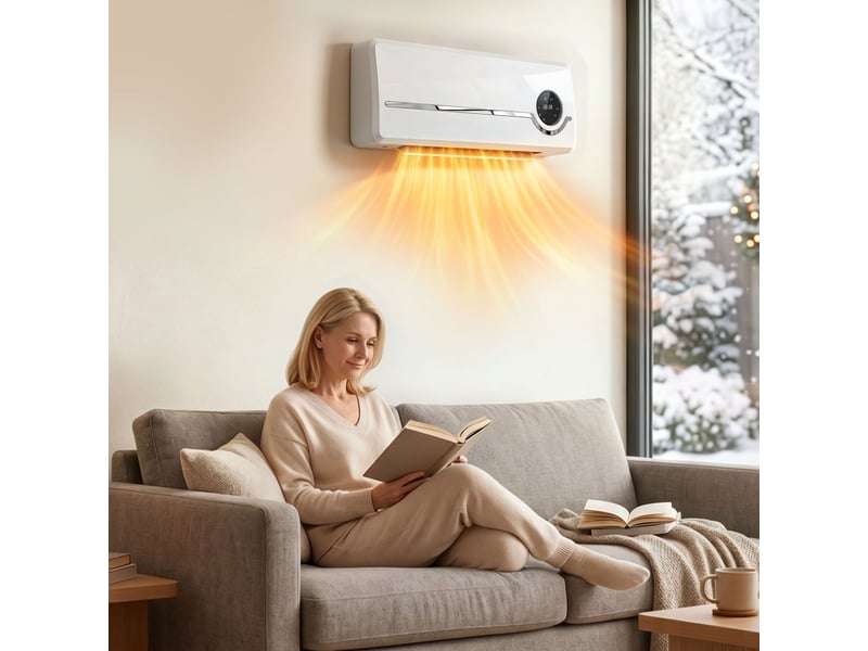 Radiateur soufflant mural, radiateur céramique mural de 2000 w avec ventilateur, télécommande, 2 modes de chauffage, affichage led - Conforama C