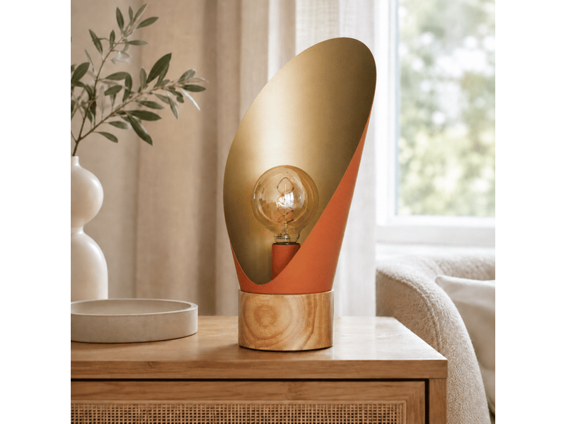  Lampe à poser en métal terracotta et bois h44 cm-spoon Spoon - Conforama B