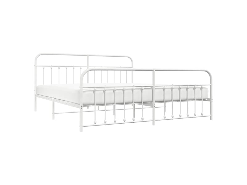  Lit double- lit adulte -  cadre de lit métal sans matelas et pied de lit blanc 200x200 cm  - Conforama D