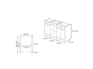 Vicco bloc cuisine, vert or campagneblanc, 150cm plan de travail anthracite