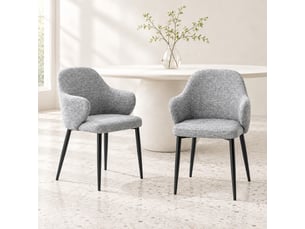 Lot de 2 chaises de salle à manger,53x56,5x83 cm,tissu et métal noir,gris