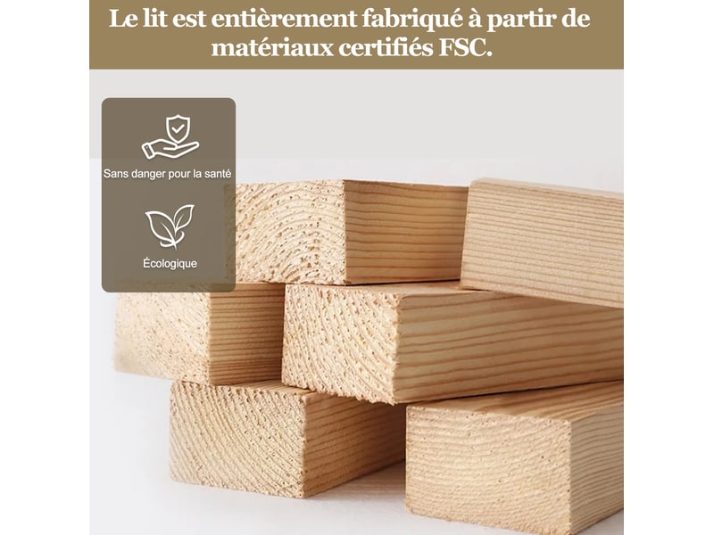 Lit enfant 90 × 200 cm 1 place avec led, usb, usb-c, prise, étagères, placards et 2 tiroirs, sans matelas, blanc - Conforama E