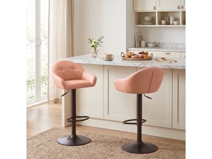Lot de 2 tabourets de bar, hauteur réglable, pivotant 360°, dossier, accoudoirs, repose-pieds, 49,5x48,5x108cm, marron