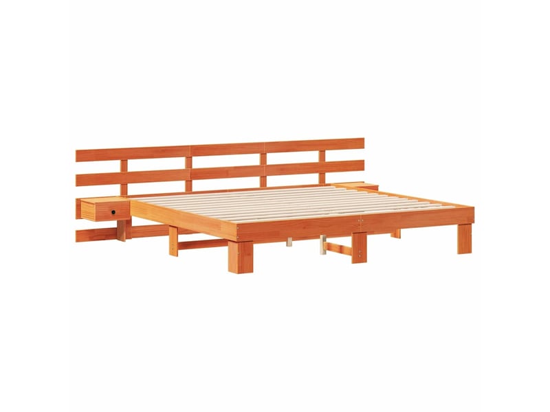  Lit double- lit adulte -  cadre de lit avec tête de lit marron 180 x 200 cm pin massif  - Conforama C