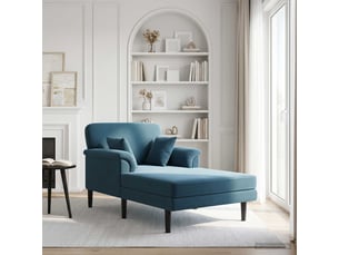Chaise longue, chaise de salon bleu velours cf28540