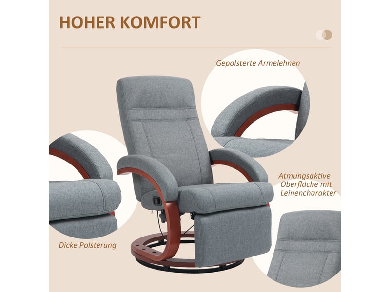 Fauteuil relax électrique pivotant,avec repose-pieds,polyester,gris - Conforama D