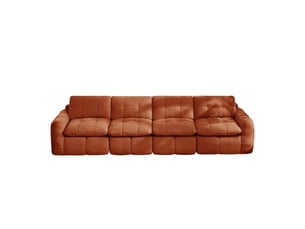 Canapé droit 4 places sans cadre, canapé modulaire, housse chenille douce, mousse 32d, assises larges et profondes, sans montage, orange