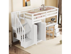 Lit mezzanine 90x200 cm MAISENTIEL coloris blanc