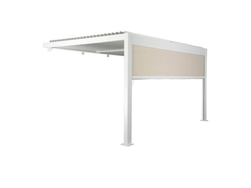  Pergola bioclimatique aluminium adossée 4x3m blanc + 1 store 4m palace  - Conforama C