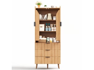 Buffet 2 porte(s) 3 tiroir(s) coloris bois clair