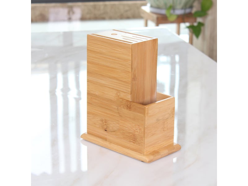  Rangement cuisine,porte-couteaux multifonctionnel en bambou, droit et fabriqué en matériau naturel  - Conforama D