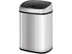 Poubelle automatique 58 l à capteur infrarouge en acier inoxydable argenté, hygiénique et sans bac intérieur