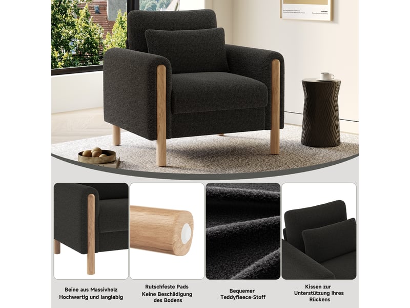  Canapé de salon, canapé moderne, gris, dossier inclinable, design moderne, pour salon, bureau, chambre  - Conforama D