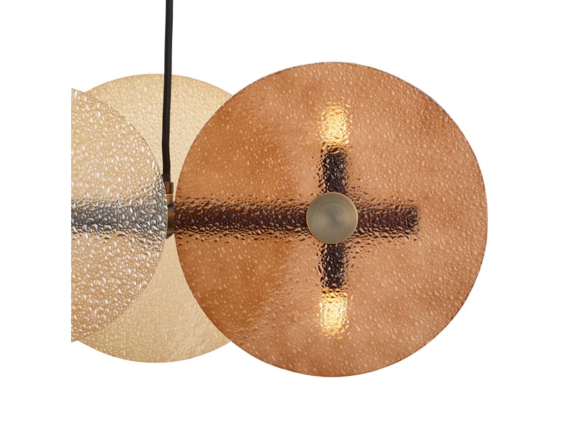  Art deco hanglamp brons met amber glas recht 8-lichts - text  - Conforama B