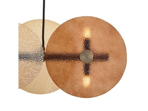 Suspension art déco bronze avec verre ambré droite 8 lumières - text