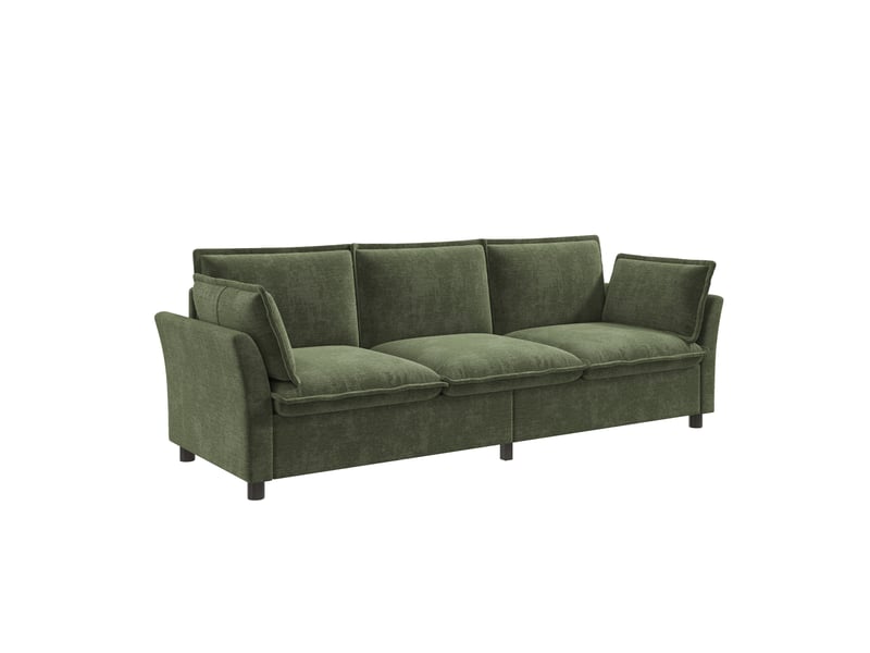  Canapé 3 places en chenille vert, divan moderne avec accoudoirs incurvés, canapé modulable très confortable pour salon et appartement  - Conforama A