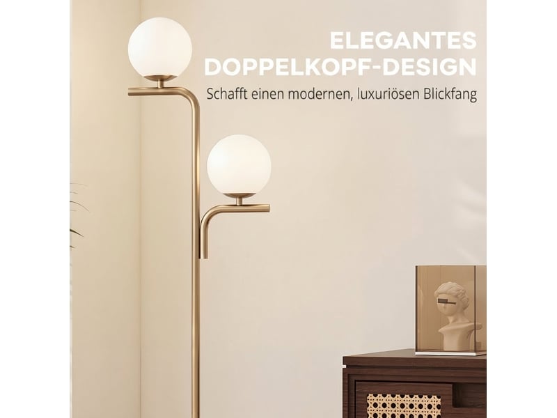  Lampadaire led 33x28x170 cm double tête doré  - Conforama D