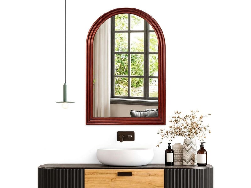  Miroir de salle de bain arqué 50x80 cm verre trempé anti-éclats – rouge  - Conforama A