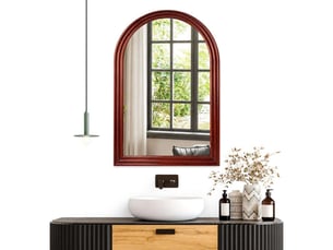 Miroir de salle de bain arqué 50x80 cm verre trempé anti-éclats – rouge