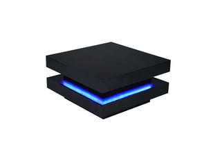 Table basse carrée avec led réglable par application bluetooth, finition brillante, en panneaux de particules, noir - uvrion