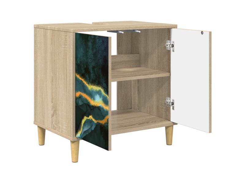  Armoire de salle de bain, meuble de rangement wijhe sonoma 60x40x60 cm  - Conforama D