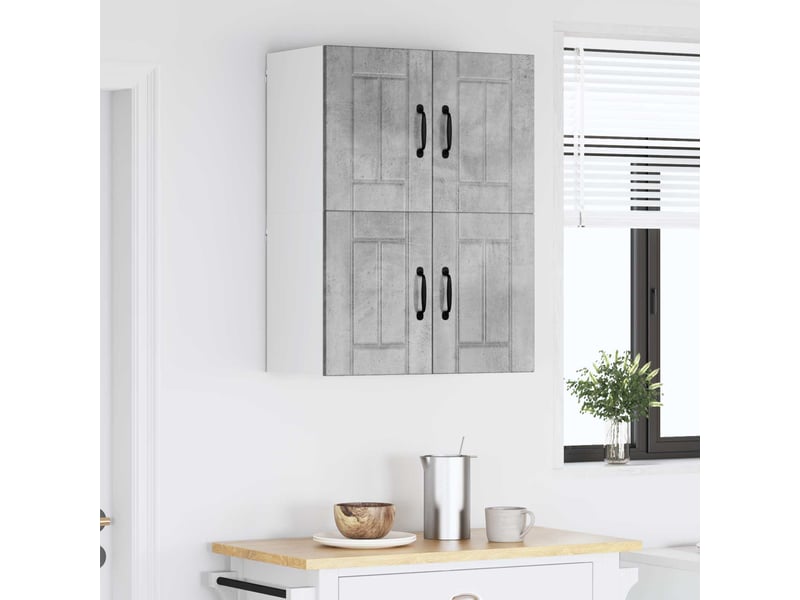 Meuble mural de cuisine | armoire de cuisine 2 pcs gris béton bois d'ingénierie shl1402 - Conforama D