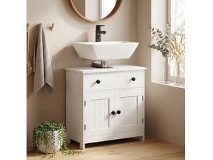 Meuble sous lavabo 60 x 30 x 60 cm - blanc - 2 portes, tiroir et fermeture amortie douce