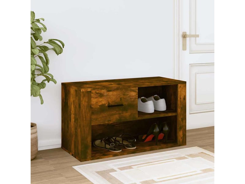  Meuble à chaussure | armoire à chaussures chêne fumé 80x35x45 cm bois d'ingénierie  - Conforama C