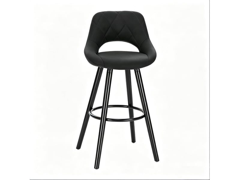  Tabouret de bar avec dossier ergonomique et patins antidérapants, en tissu et bois anthracite  - Conforama A