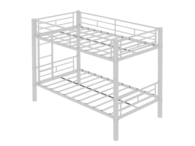  Lit superposé 90x190 cm convertible en 2 lits simples avec échelle et barrières métal blanc sans matelas  - Conforama A