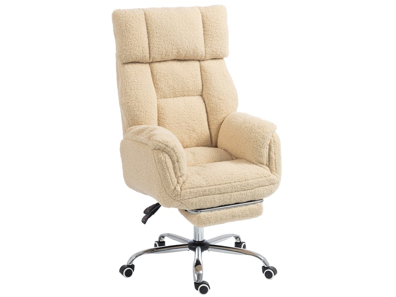 Chaise bureau design bouclette grand confort crème - Conforama E