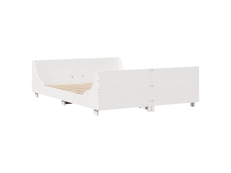  Lit double- lit adulte -  cadre de lit sans matelas blanc 140x200 cm bois de pin massif  - Conforama B