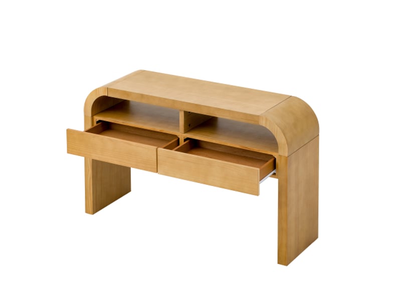  Console d'entrée avec tiroirs et buffet latéral ondulé - pieds réglables - console étroite pour couloirsalon - naturel  - Conforama A
