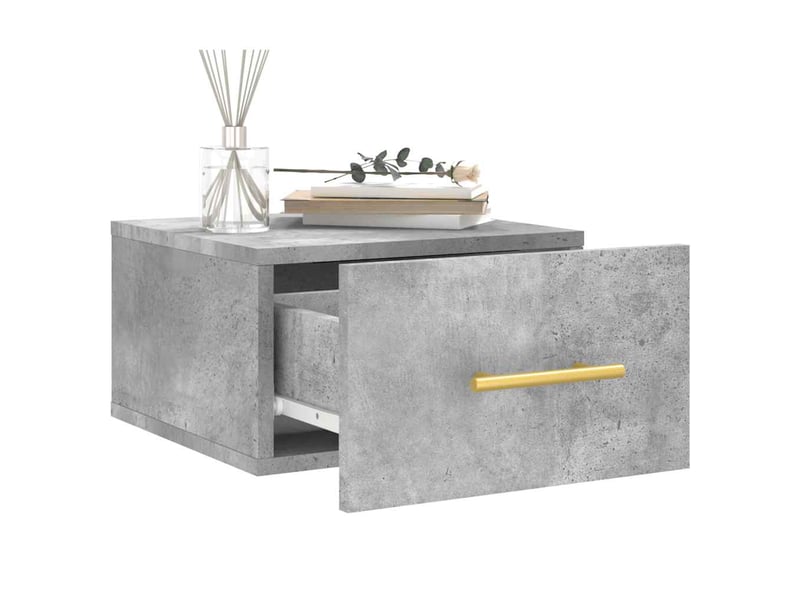  Lot de 2 table de chevet murales, table d'appoint gris béton 35x35x20 cm shl4266  - Conforama D
