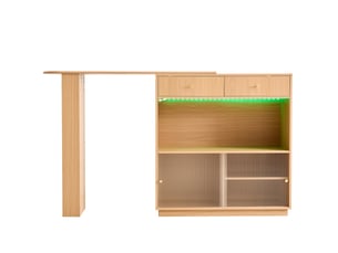 Îlot de cuisine bar extensible pivotant avec rangement led homvra