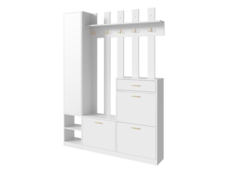  Vestiaire d'entrée avec miroir 3 meubles à chaussures 1 tiroir blanc 133x23.5x180 cm N657P41255253W - Conforama A